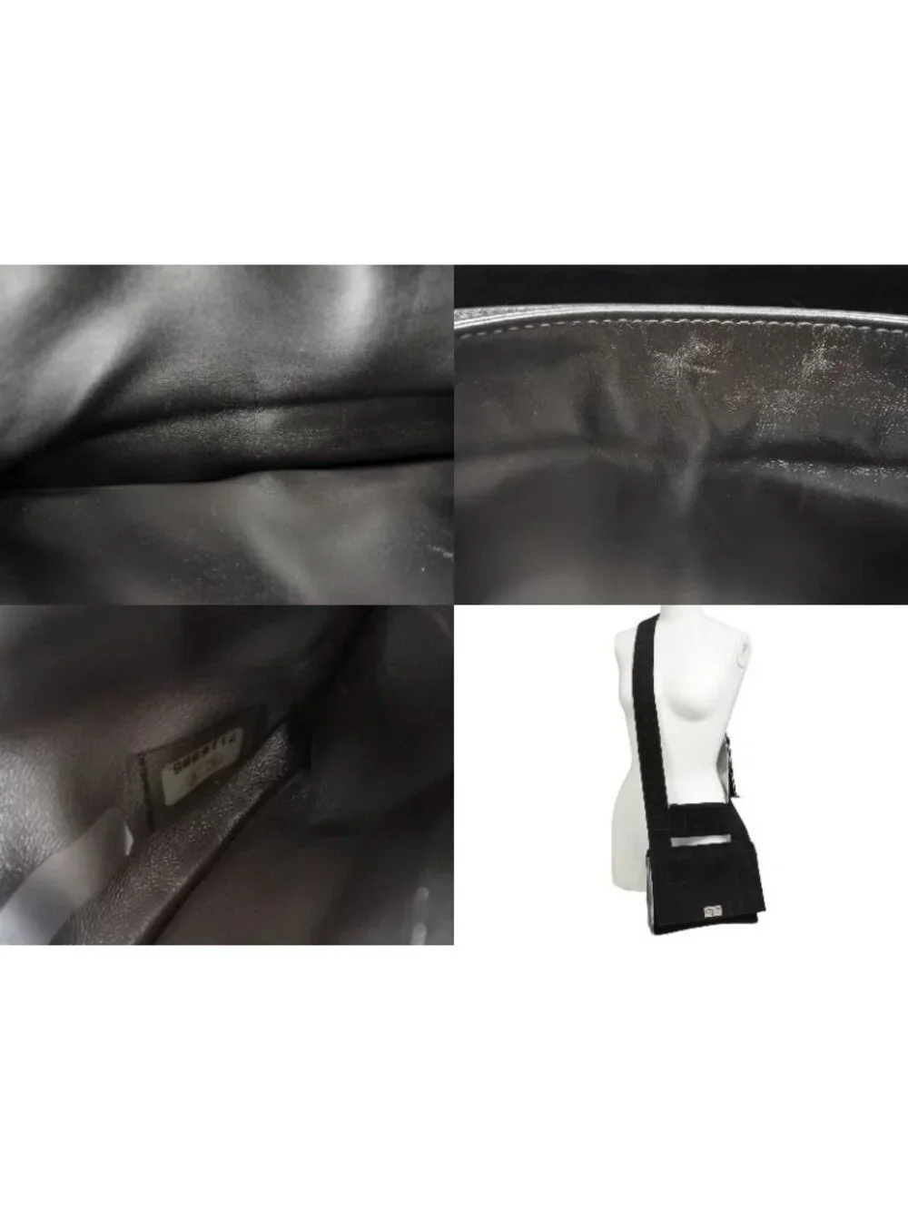 Chanel Shoulder Bag Choco Bar Turnlock Black Silver Suede